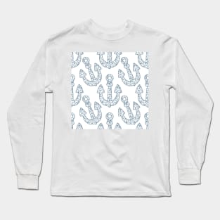 Traditional portuguese anchor and azulejo tiles background. Long Sleeve T-Shirt